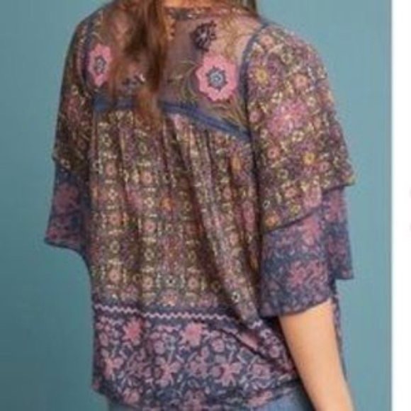 Anthropologie Postmark Ciutadella Embroidered Floral Top - Picture 3 of 15